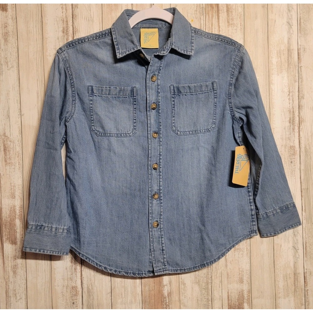 There Abouts Boy's Shirt Smal 8 Solid Gray Long Sleeve Button Up NWT‎
